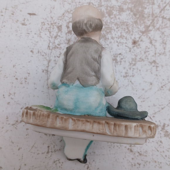 VTG Norleans Japan Old Couple Box Figurines – Grandpa Reading & Grandma Knitting - Picture 5 of 9